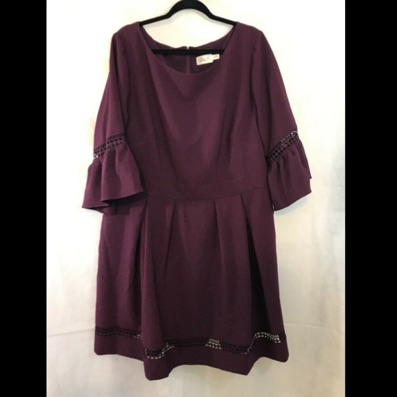 NEW Eliza J Bell Sleeve Fit & Flare Dress‎ in Plum Purple [ PLUS SZ 20W ] - Picture 4 of 7